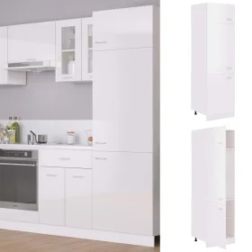 Kühlschrankschrank aus weißem, glänzendem Holzwerkstoff von vidaXL, Küchenschränke - Ref: Foro24-802543, Preis: 189,87 €, Rab...
