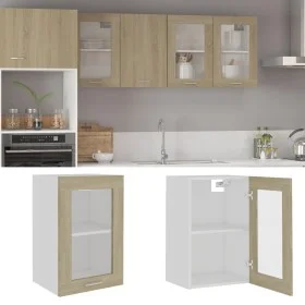Armario colgante cristal madera ingeniería roble 40x31x60 cm de vidaXL, Armarios de cocina - Ref: Foro24-802508, Precio: 43,8...