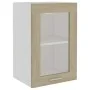 Hanging glass and wood cabinet, engineered oak, 40x31x60 cm. by vidaXL, Kitchen cabinets - Ref: Foro24-802508, Price: 43,89 €...
