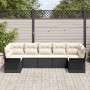 Conjunto de sofá de jardín con cojín 7 pcs Negro Poliratán