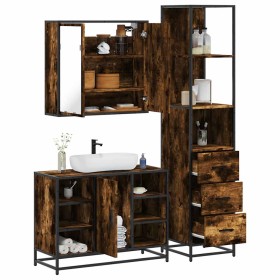 Set de muebles baño 3 pzas madera contrachapada roble ahumado by , Bathroom furniture - Ref: Foro24-3301152, Price: 232,99 €,...