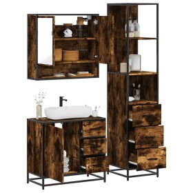 Set de muebles baño 3 pzas madera contrachapada roble ahumado de , Muebles de baño - Ref: Foro24-3301167, Precio: 250,87 €, D...