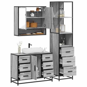 Set de muebles de baño 3 pzas madera contrachapada gris sonoma by , Bathroom furniture - Ref: Foro24-3301173, Price: 318,12 €...