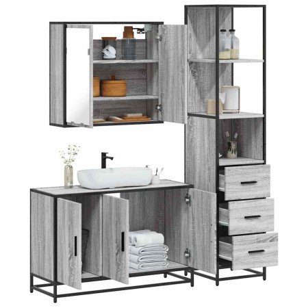 Set de muebles de baño 3 pzas madera contrachapada gris sonoma von , Badezimmermöbel - Ref: Foro24-3301133, Preis: 274,65 €, ...