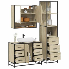 Set de muebles de baño 3 pzas madera contrachapada roble Sonoma von , Badezimmermöbel - Ref: Foro24-3301171, Preis: 301,51 €,...