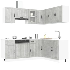 Mueble cocina Kalmar gris hormigón 11 pzas madera contrachapada von , Küchenschränke - Ref: Foro24-3314945, Preis: 680,90 €, ...