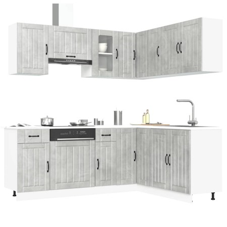Mueble cocina Kalmar gris hormigón 11 pzas madera contrachapada von , Küchenschränke - Ref: Foro24-3314945, Preis: 680,90 €, ...