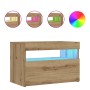 Mesilla de noche con luces LED roble artesanal 60x35x40 cm by , Nightstands - Ref: Foro24-3329176, Price: 52,27 €, Discount: %