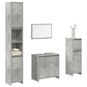 Juego muebles de baño 4 pzas madera contrachapada gris hormigón de , Muebles de baño - Ref: Foro24-3324849, Precio: 159,36 €,...