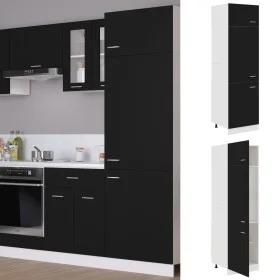 Kühlschrankschrank aus schwarzem Sperrholz, 60 x 57 x 207 cm von vidaXL, Küchenschränke - Ref: Foro24-802539, Preis: 145,73 €...