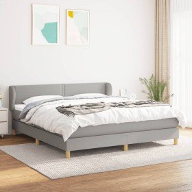 Cama box spring con colchón tela gris claro 160x200 cm Cama box spring con colchón tela gris claro 160x200 cm