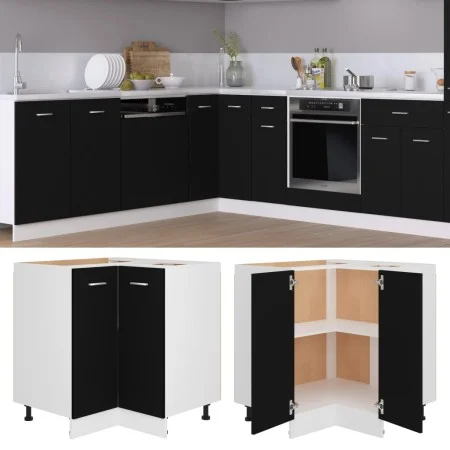 Holz-Eckbodenschrank schwarz 75,5x75,5x75,5x81,5 cm von vidaXL, Küchenschränke - Ref: Foro24-802490, Preis: 106,53 €, Rabatt: %