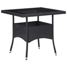Mesa de comedor para jardín ratán sintético y vidrio negro de vidaXL, Mesas de jardín - Ref: Foro24-46177, Precio: 129,95 €, ...