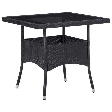 Garten-Esstisch aus synthetischem Rattan und schwarzem Glas von vidaXL, Gartentische - Ref: Foro24-46177, Preis: 129,95 €, Ra...