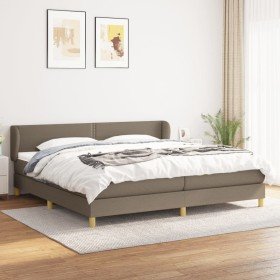 Cama box spring con colchón tela gris taupe 200x200 cm en Camas y somieres | Comprar online en Foro24