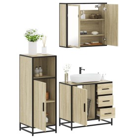 Set de muebles de baño 3 pzas madera contrachapada roble Sonoma von , Badezimmermöbel - Ref: Foro24-3300956, Preis: 228,90 €,...