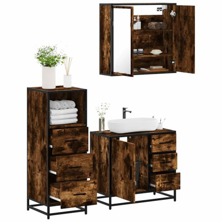 Set de muebles baño 3 pzas madera contrachapada roble ahumado von , Badezimmermöbel - Ref: Foro24-3301017, Preis: 256,42 €, R...