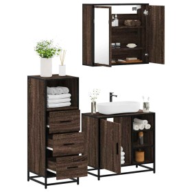 Set de muebles baño 3 pzas madera contrachapada roble marrón by , Bathroom furniture - Ref: Foro24-3301029, Price: 228,02 €, ...