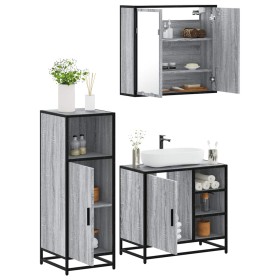 Set de muebles de baño 3 pzas madera contrachapada gris sonoma de , Muebles de baño - Ref: Foro24-3300968, Precio: 233,17 €, ...