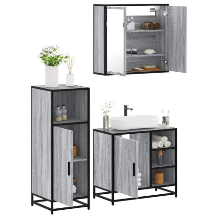 Set de muebles de baño 3 pzas madera contrachapada gris sonoma von , Badezimmermöbel - Ref: Foro24-3300968, Preis: 233,17 €, ...