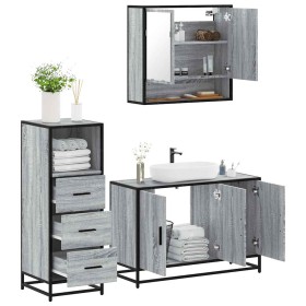 Set de muebles de baño 3 pzas madera contrachapada gris sonoma by , Bathroom furniture - Ref: Foro24-3301043, Price: 253,39 €...