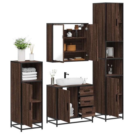 Set de muebles baño 4 pzas madera contrachapada roble marrón von , Badezimmermöbel - Ref: Foro24-3301199, Preis: 399,51 €, Ra...