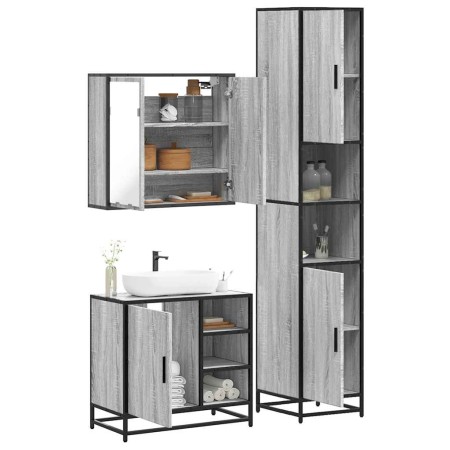 Set de muebles de baño 3 pzas madera contrachapada gris sonoma by , Bathroom furniture - Ref: Foro24-3301088, Price: 303,65 €...