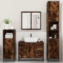 Set de muebles baño 4 pzas madera contrachapada roble ahumado