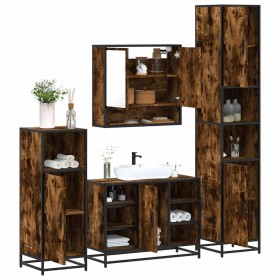 Set de muebles baño 4 pzas madera contrachapada roble ahumado by , Bathroom furniture - Ref: Foro24-3301242, Price: 410,60 €,...