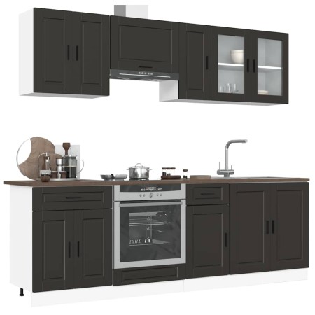 Mueble de cocina Kalmar negra 8 piezas madera contrachapada von , Küchenschränke - Ref: Foro24-3314842, Preis: 622,82 €, Raba...