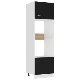 Armario de microondas madera contrachapada negro 60x57x207 cm de vidaXL, Armarios de cocina - Ref: Foro24-802547, Precio: 200...