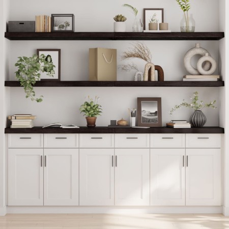 Estante pared madera roble tratada marrón oscuro 220x40x(2-6)cm by , Shelves and shelves - Ref: Foro24-363855, Price: 82,03 €...