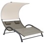 Tumbona doble con toldo textilene taupe by , Loungers - Ref: Foro24-310545, Price: 255,27 €, Discount: %