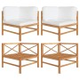 Sofás de esquina 2 uds madera maciza teca y cojines color crema von , Modulare Sofas für den Außenbereich - Ref: Foro24-31610...