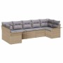 Conjunto de sofá de jardín con cojín 7 pcs Beige Poliratán