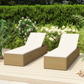 Tumbona de ratán sintético marrón y blanco crema von , Liegen - Ref: Foro24-310147, Preis: 248,96 €, Rabatt: %