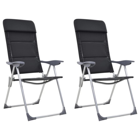 Sillas de camping de aluminio 2 unidades negras 58x69x111 cm von , Campingmöbel - Ref: Foro24-44313, Preis: 144,74 €, Rabatt: %