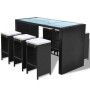 Mesa y sillas bar de jardín 7 pzas y cojines poli ratán negro von , Gartensets - Ref: Foro24-41837, Preis: 573,95 €, Rabatt: %