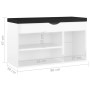 Banco zapatero con cojín madera de ingeniería blanco brillo de , Zapateros y organizadores de calzado - Ref: Foro24-326765, P...