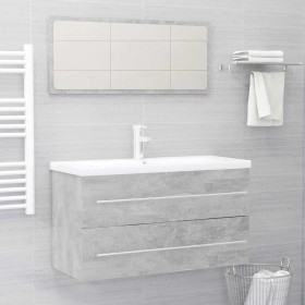 Set muebles de baño 2 piezas madera contrachapada gris hormigón de , Muebles de baño - Ref: Foro24-804849, Precio: 99,30 €