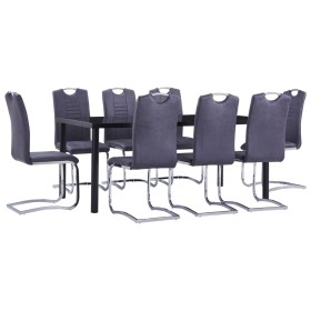 Juego de comedor 9 piezas piel de ante artificial gris von , Möbelsets für Küchen und Esszimmer - Ref: Foro24-3053127, Preis:...