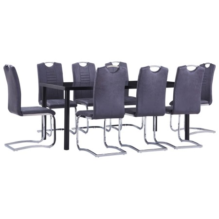 Juego de comedor 9 piezas piel de ante artificial gris von , Möbelsets für Küchen und Esszimmer - Ref: Foro24-3053127, Preis:...