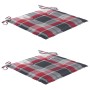 Sillas Batavia 2 uds teca maciza con cojines a cuadros rojos by , Garden chairs - Ref: Foro24-3062140, Price: 251,91 €, Disco...