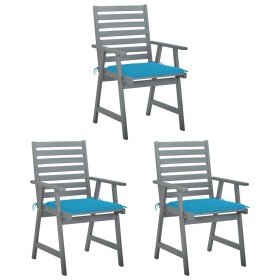 Sillas comedor de jardín 3 uds madera maciza acacia y cojines by , Garden chairs - Ref: Foro24-3064432, Price: 282,72 €, Disc...