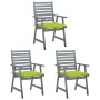 Sillas comedor de jardín 3 uds madera maciza acacia y cojines de , Sillas de jardín - Ref: Foro24-3064439, Precio: 290,50 €, ...