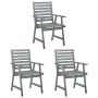 Sillas comedor de jardín 3 uds madera maciza acacia y cojines de , Sillas de jardín - Ref: Foro24-3064439, Precio: 290,50 €, ...