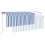 Toldo automático persiana LED sensor viento azul blanco 3x2,5m by , Awnings - Ref: Foro24-3069391, Price: 500,52 €, Discount: %