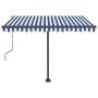 Toldo automático LED sensor de viento azul y blanco 300x250 cm by , Awnings - Ref: Foro24-3069711, Price: 580,38 €, Discount: %