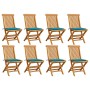 Sillas de jardín 8 unidades teca maciza con cojines azules von , Gartenstühle - Ref: Foro24-3072921, Preis: 497,66 €, Rabatt: %