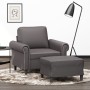 Sillón con taburete cuero sintético gris 60 cm by , Sofas - Ref: Foro24-3201202, Price: 205,30 €, Discount: %